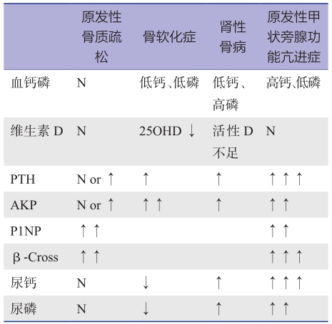表2 常见继发性骨质疏松的鉴别